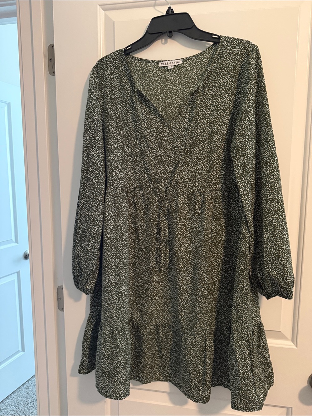 Bella Zoe Olive Green Ditsy Print Dress